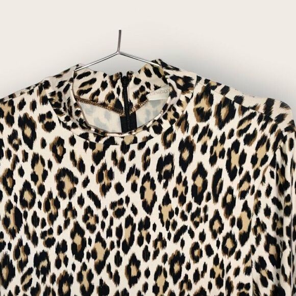 CHICOs Womens Dress Sz 8 Animal Print Black Cream Bodycon Jersey Stretch Glamour - Picture 4 of 11